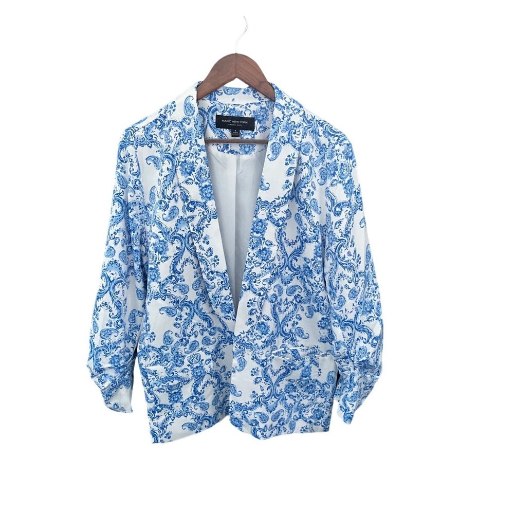 Marc New York Blue and White Patterned Jacket